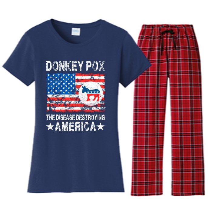 Donkey Pox The Disease Destroying America Vintage Look Women's Flannel Pajama Set