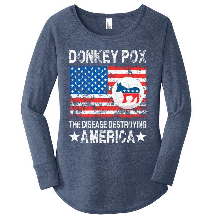 Donkey Pox The Disease Destroying America Vintage Look Women's Perfect Tri Tunic Long Sleeve Shirt