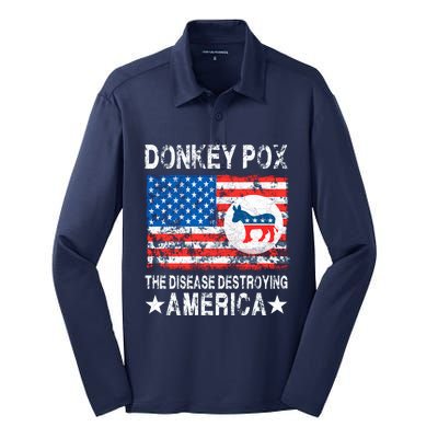 Donkey Pox The Disease Destroying America Vintage Look Silk Touch Performance Long Sleeve Polo