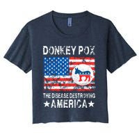 Donkey Pox The Disease Destroying America Vintage Look Women's Crop Top Tee