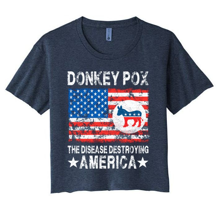 Donkey Pox The Disease Destroying America Vintage Look Women's Crop Top Tee