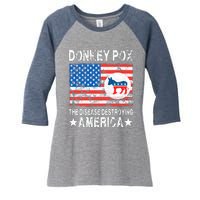 Donkey Pox The Disease Destroying America Vintage Look Women's Tri-Blend 3/4-Sleeve Raglan Shirt