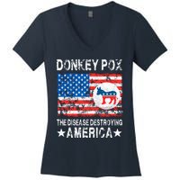 Donkey Pox The Disease Destroying America Vintage Look Women's V-Neck T-Shirt