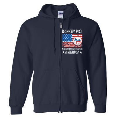 Donkey Pox The Disease Destroying America Vintage Look Full Zip Hoodie