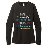 Dear Parents Tag Youre It Love Teacher Funny Womens CVC Long Sleeve Shirt