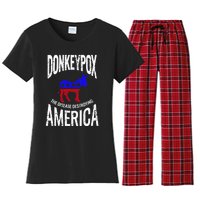 Donkey Pox The Disease Destroying America Funny Donkeypox Women's Flannel Pajama Set