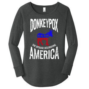 Donkey Pox The Disease Destroying America Funny Donkeypox Women's Perfect Tri Tunic Long Sleeve Shirt