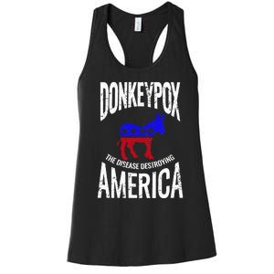 Donkey Pox The Disease Destroying America Funny Donkeypox Women's Racerback Tank