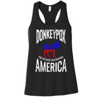 Donkey Pox The Disease Destroying America Funny Donkeypox Women's Racerback Tank