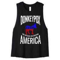 Donkey Pox The Disease Destroying America Funny Donkeypox Women's Racerback Cropped Tank