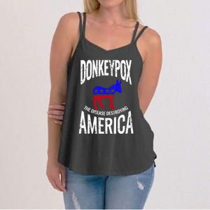 Donkey Pox The Disease Destroying America Funny Donkeypox Women's Strappy Tank