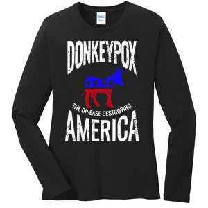 Donkey Pox The Disease Destroying America Funny Donkeypox Ladies Long Sleeve Shirt