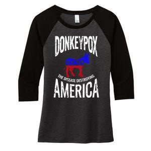 Donkey Pox The Disease Destroying America Funny Donkeypox Women's Tri-Blend 3/4-Sleeve Raglan Shirt