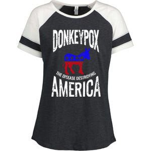 Donkey Pox The Disease Destroying America Funny Donkeypox Enza Ladies Jersey Colorblock Tee