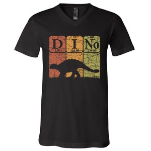 Dinosaur Periodic Table Elements Ankylosaurus Paleontologist V-Neck T-Shirt