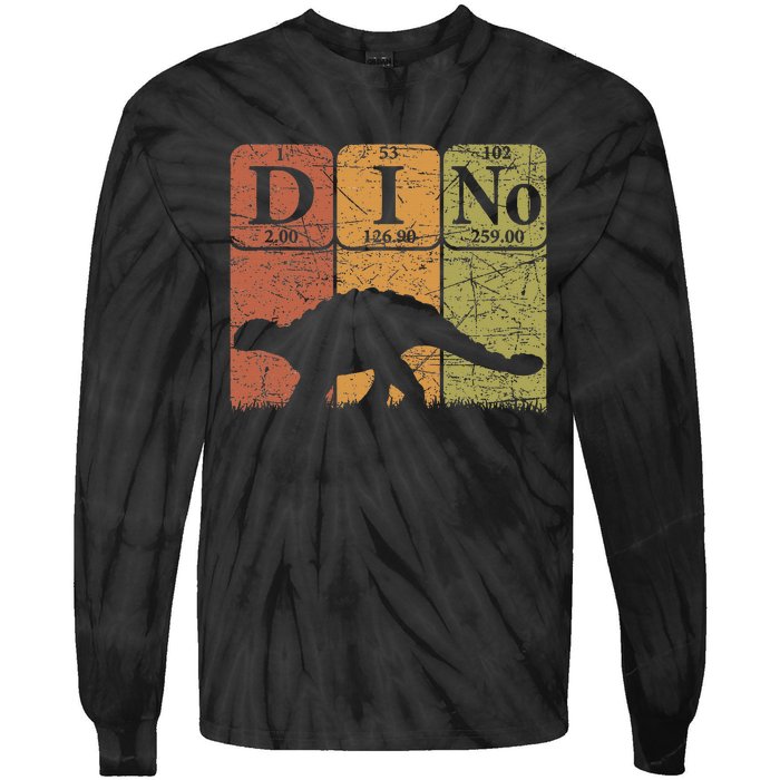 Dinosaur Periodic Table Elements Ankylosaurus Paleontologist Tie-Dye Long Sleeve Shirt