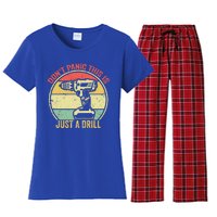 Don't Panic This Is Just A Drill Vintage Funny Tool Diy Gift Women's Flannel Pajama Set