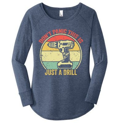 Don't Panic This Is Just A Drill Vintage Funny Tool Diy Gift Women's Perfect Tri Tunic Long Sleeve Shirt