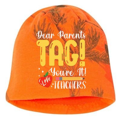 Dear Parents Tag Youre It Love Teachers Summer Funny Kati - Camo Knit Beanie