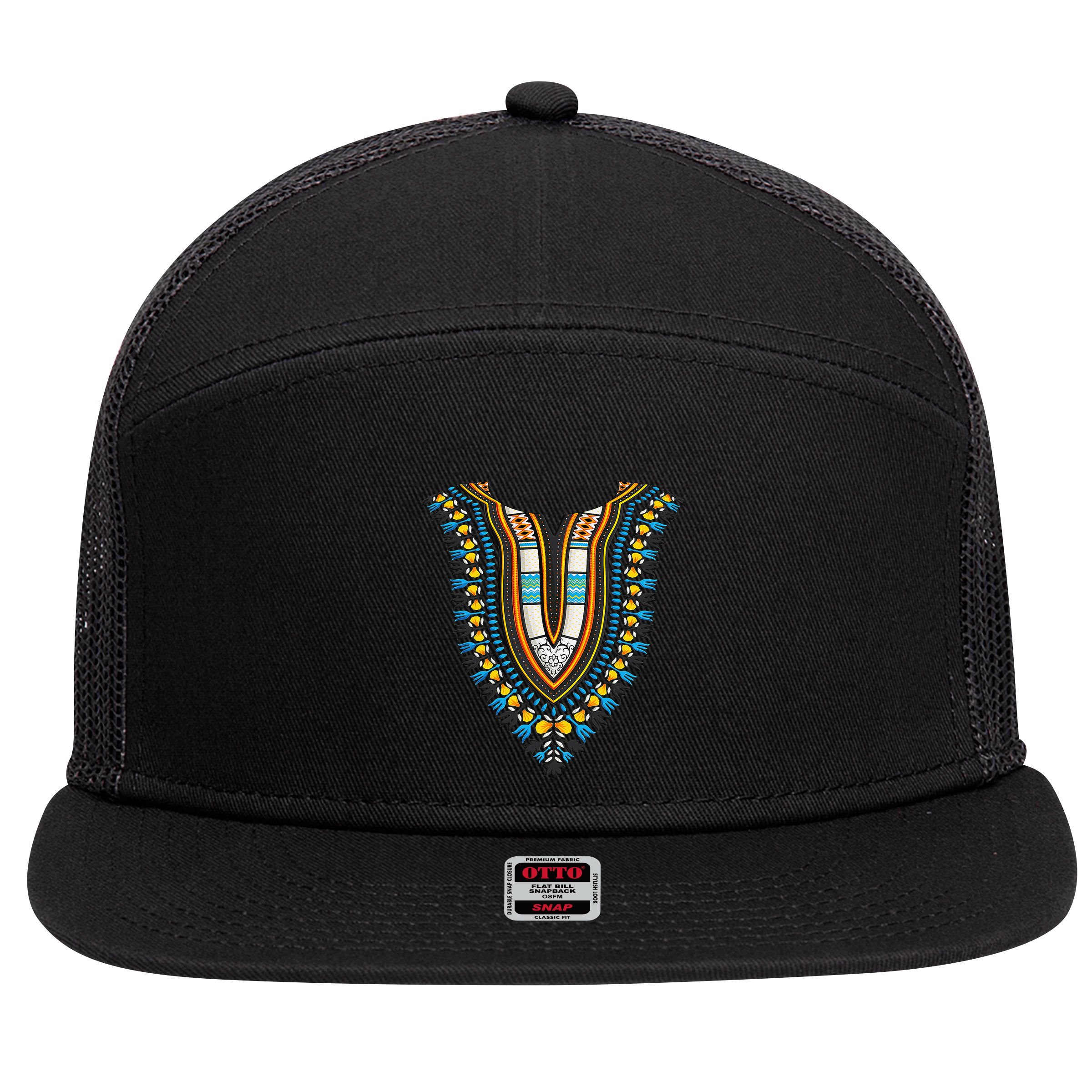 Dashiki Print traditional African Costume Pride 7 Panel Mesh Trucker Snapback Hat