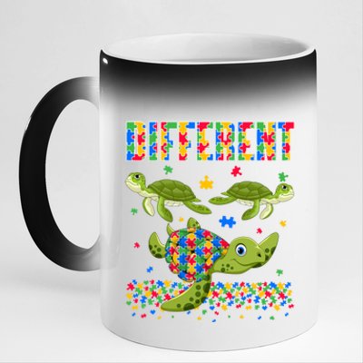 Different Puzzle Turtle Autism Awareness Day Autistic Gift 11oz Black Color Changing Mug