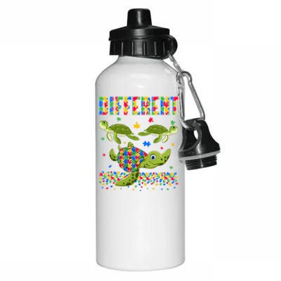 Different Puzzle Turtle Autism Awareness Day Autistic Gift Aluminum Water Bottle