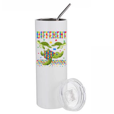 Different Puzzle Turtle Autism Awareness Day Autistic Gift Stainless Steel Tumbler