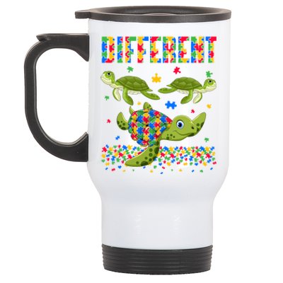 Different Puzzle Turtle Autism Awareness Day Autistic Gift Stainless Steel Travel Mug