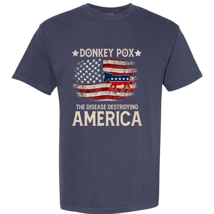 Donkey Pox The Disease Destroying America Funny Donkeypox Flag Garment-Dyed Heavyweight T-Shirt