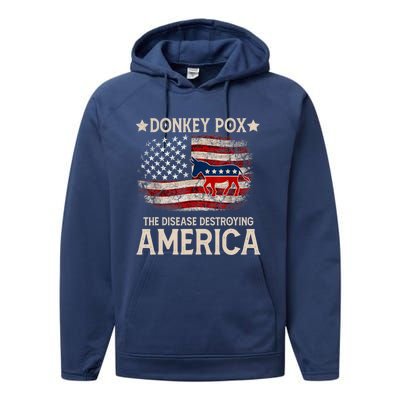 Donkey Pox The Disease Destroying America Funny Donkeypox Flag Performance Fleece Hoodie