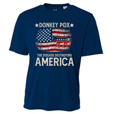 Donkey Pox The Disease Destroying America Funny Donkeypox Flag Cooling Performance Crew T-Shirt