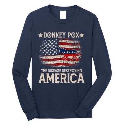 Donkey Pox The Disease Destroying America Funny Donkeypox Flag Long Sleeve Shirt