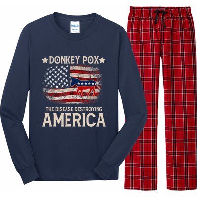 Donkey Pox The Disease Destroying America Funny Donkeypox Flag Long Sleeve Pajama Set