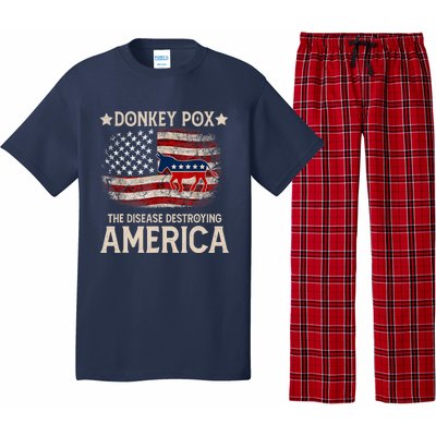 Donkey Pox The Disease Destroying America Funny Donkeypox Flag Pajama Set