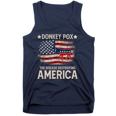 Donkey Pox The Disease Destroying America Funny Donkeypox Flag Tank Top