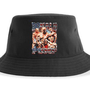 Donald Pump Trump 2024: Funny Weight Lifting Gym Design Sustainable Bucket Hat