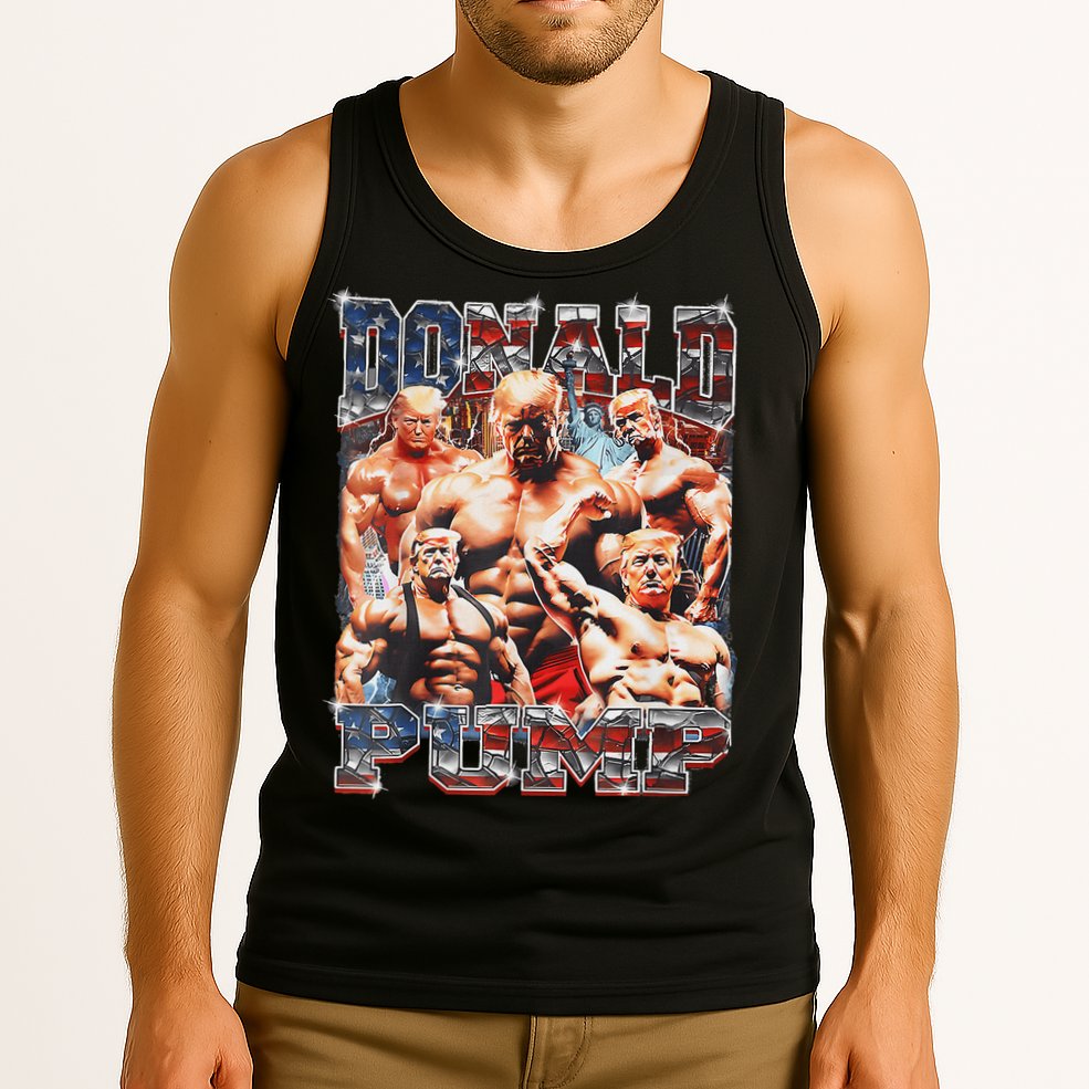 Donald Pump Trump 2024: Funny Weight Lifting Gym Design Tank Top