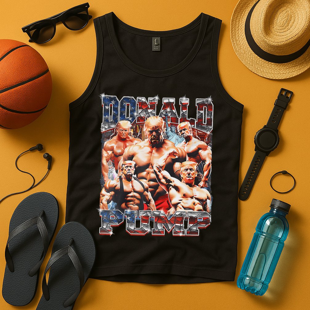 Donald Pump Trump 2024: Funny Weight Lifting Gym Design Tank Top