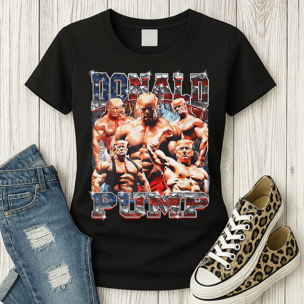 Donald Pump Trump 2024: Funny Weight Lifting Gym Design Womens T-Shirt
