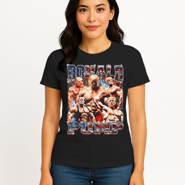 Donald Pump Trump 2024: Funny Weight Lifting Gym Design Womens T-Shirt