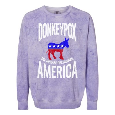 Donkey Pox The Disease Destroying America Funny Anti Biden Colorblast Crewneck Sweatshirt