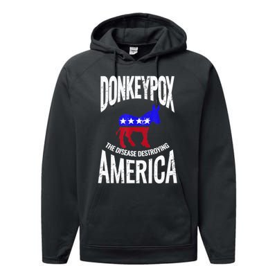 Donkey Pox The Disease Destroying America Funny Anti Biden Performance Fleece Hoodie