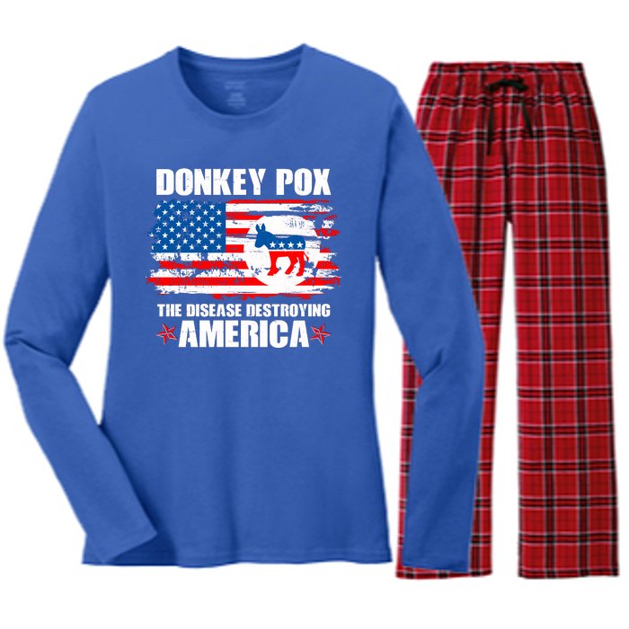 Donkey Pox The Disease Destroying America Women's Long Sleeve Flannel Pajama Set 