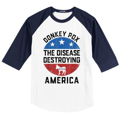 Donkey Pox The Disease Destroying America Donkeypox Back Baseball Sleeve Shirt