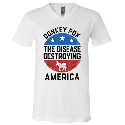 Donkey Pox The Disease Destroying America Donkeypox Back V-Neck T-Shirt