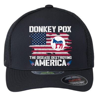 Donkey Pox The Disease Destroying America Funny Anti Biden Flexfit Unipanel Trucker Cap