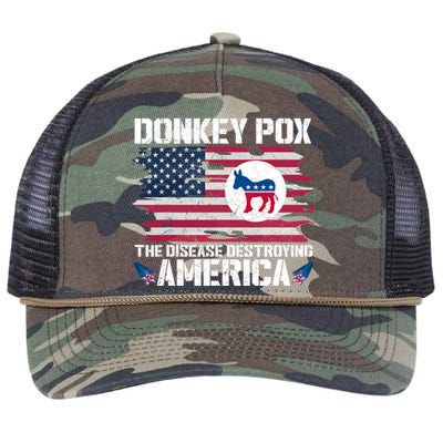 Donkey Pox The Disease Destroying America Funny Anti Biden Retro Rope Trucker Hat Cap