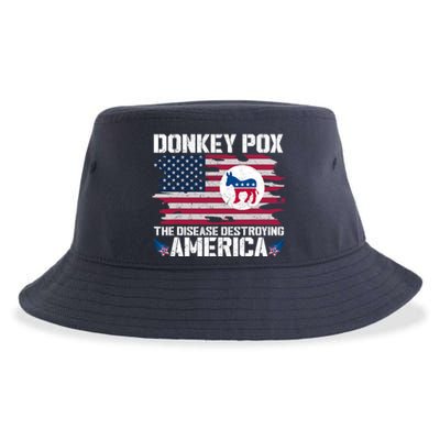 Donkey Pox The Disease Destroying America Funny Anti Biden Sustainable Bucket Hat