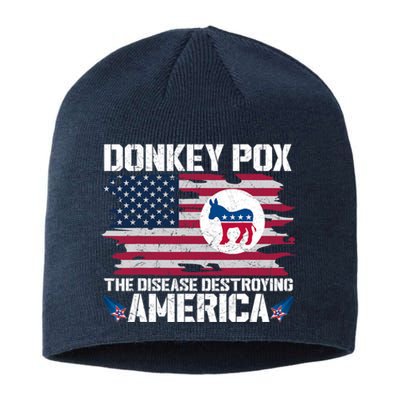 Donkey Pox The Disease Destroying America Funny Anti Biden Sustainable Beanie