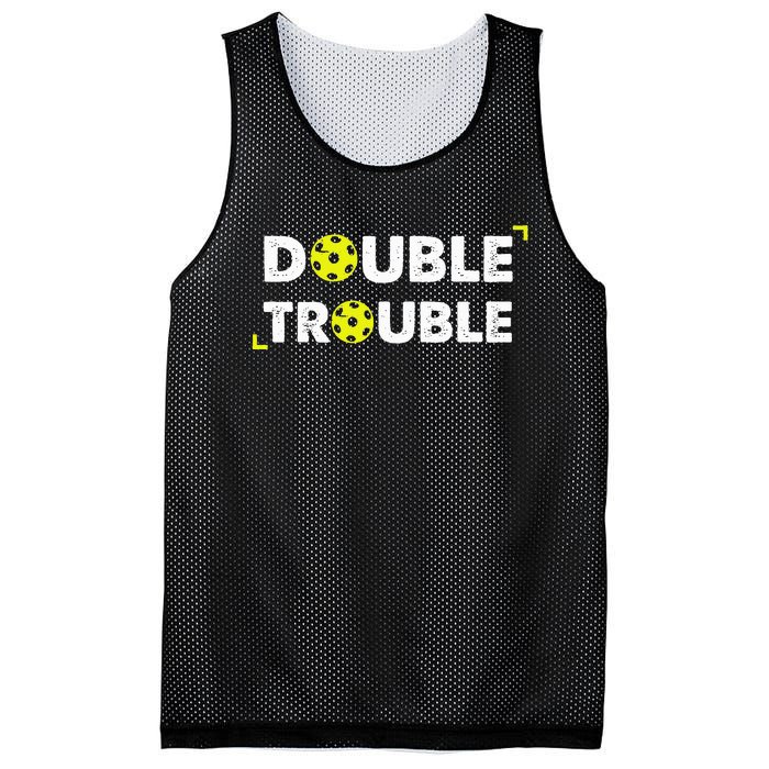 Double Pickleball Trouble Pickle Ball Pickle Ball Player Mesh Reversible Basketball Jersey Tank